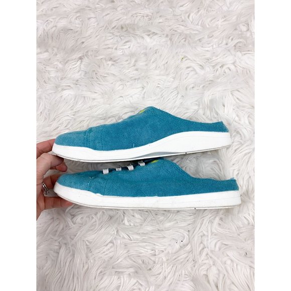 Vionic Beach Breeze Slip On Terry Cloth Teal Blue / Lake Blue Vegan Sneakers 7 - Picture 2 of 5